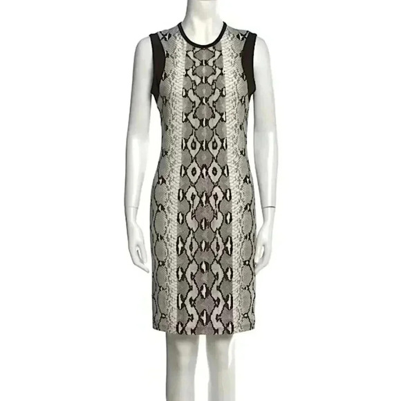 Roberto Cavalli Snake Print Sheath Midi Dress Stretch Office Siren Boardroom - Picture 2 of 15